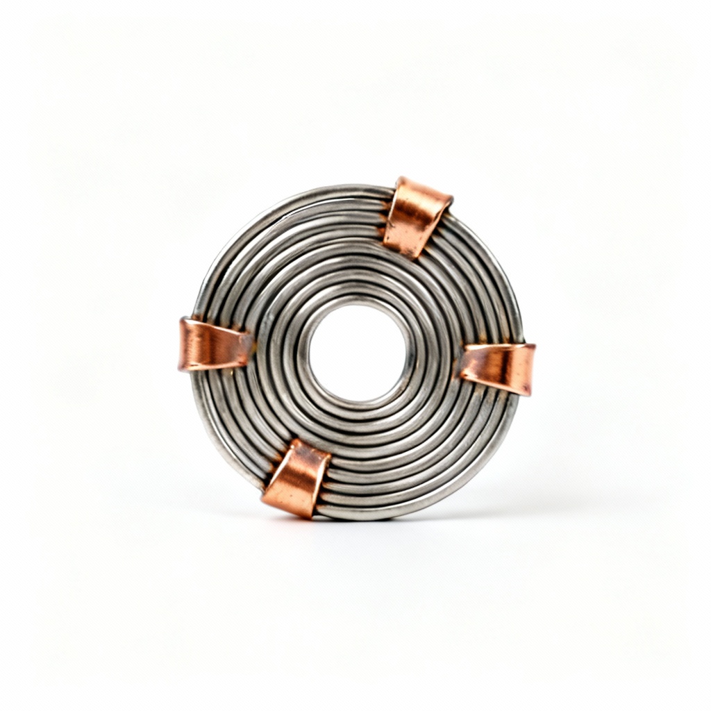 Metal Coil Wall Art with Copper Accents - Abstract Design
