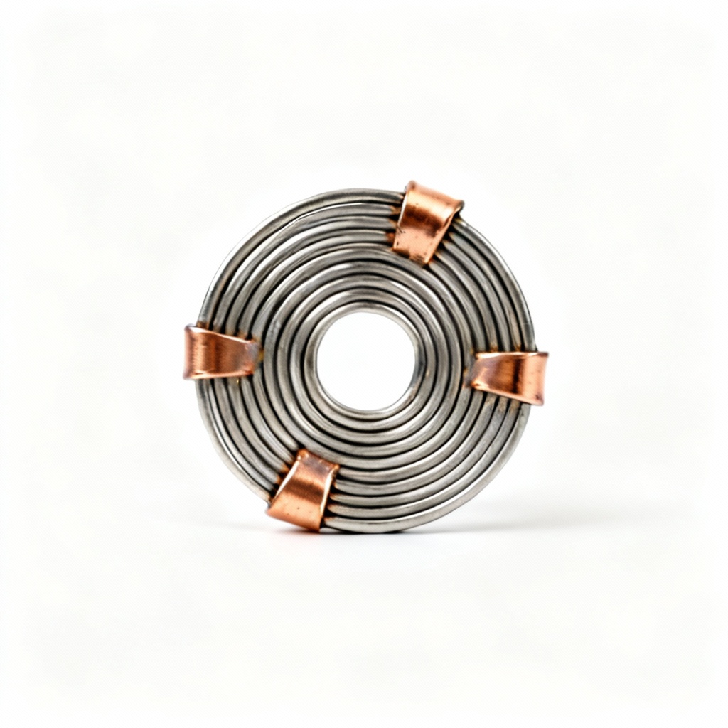 Metal Coil Wall Art with Copper Accents - Abstract Design