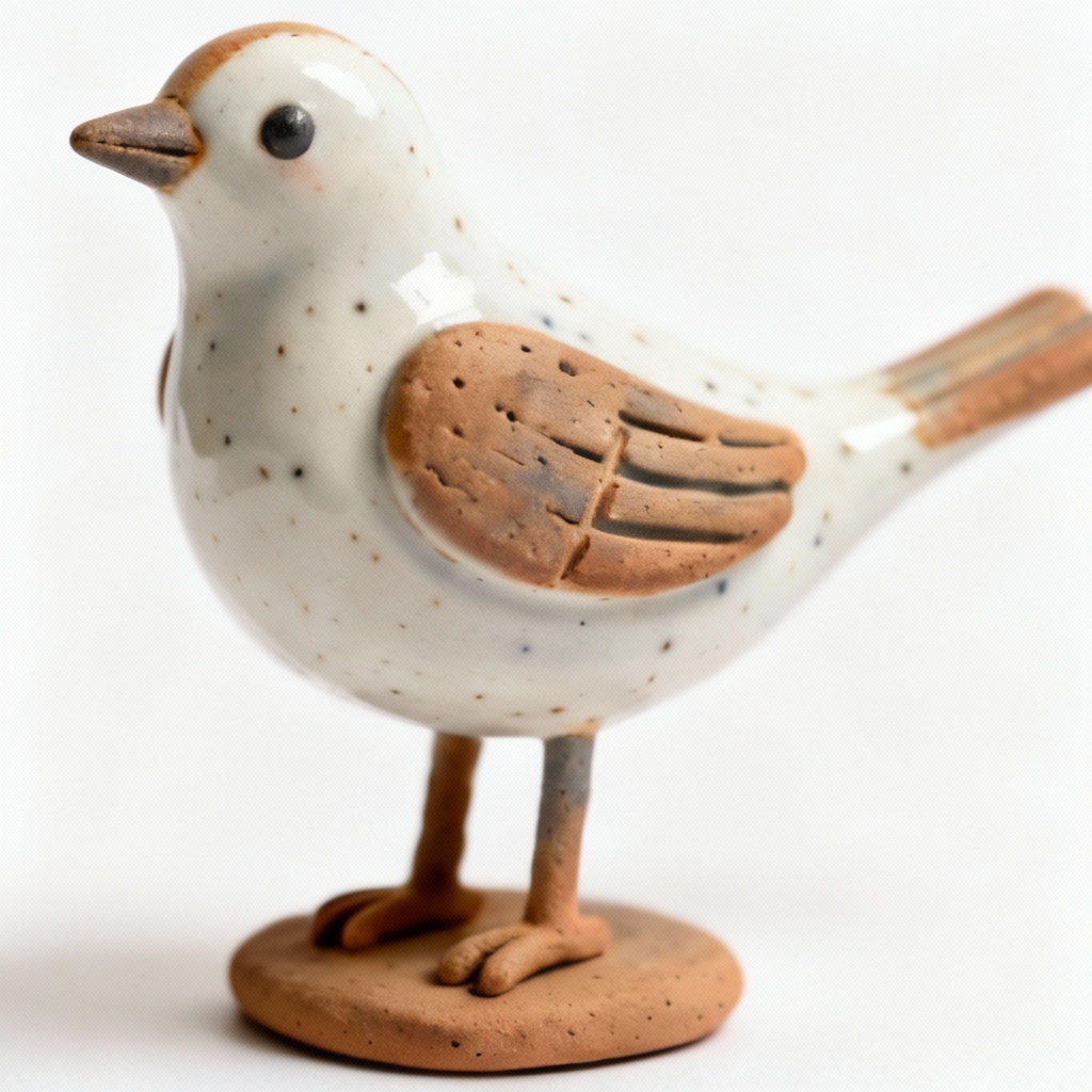 Miniature Clay & Porcelain Figure - Abstract Bird Sculpture