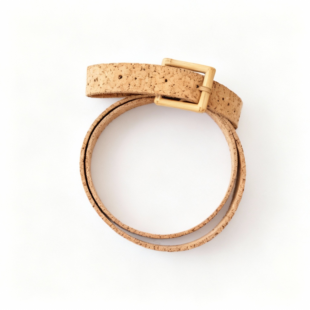 Natural Cork Belt with Bamboo Buckle - Adjustable Size