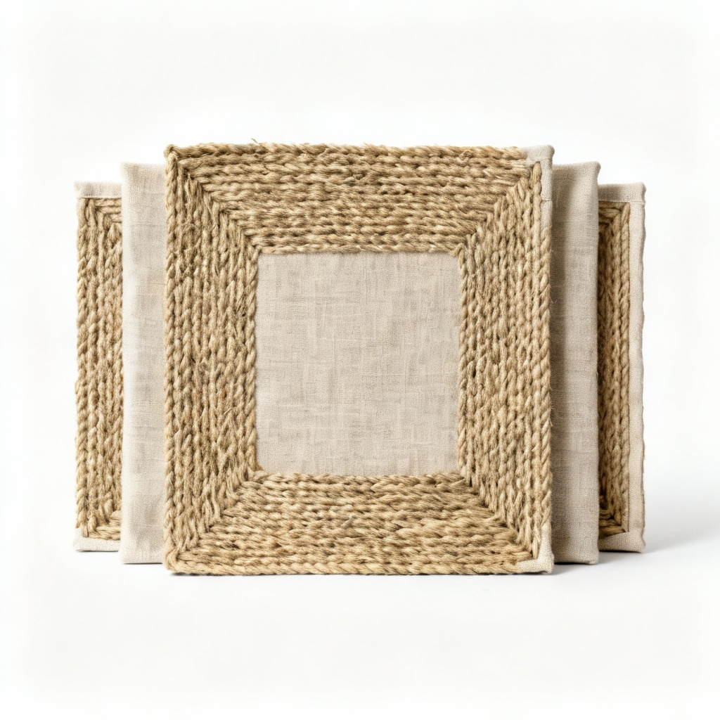 Natural Linen & Hemp Woven Placemats - Set of 4 - Neutral Tones