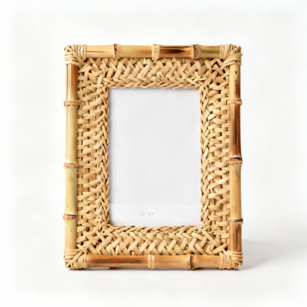 Natural Rattan & Bamboo Picture Frame - 5x7 Inch - Textural Weave