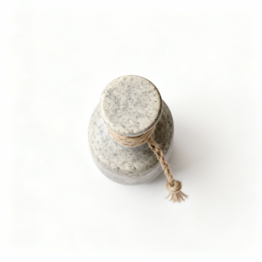 Natural Stone Decorative Bottle with Hemp Cord Accent - 8 Inch