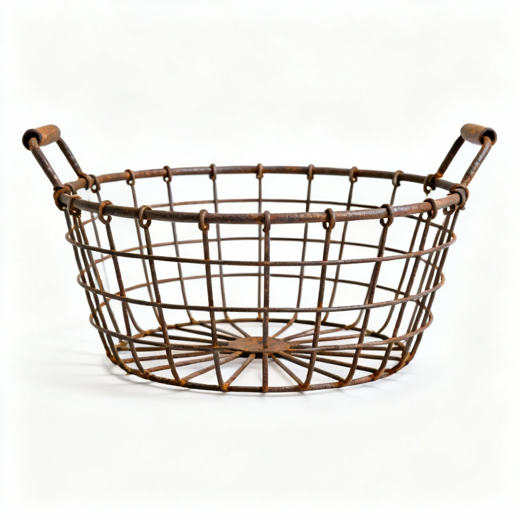 Primitive Metal Wire Fruit Basket - Handcrafted Iron Accent