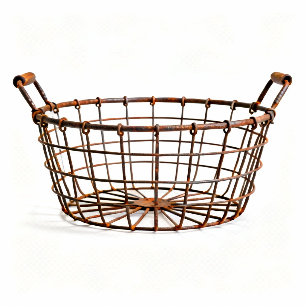 Primitive Metal Wire Fruit Basket - Handcrafted Iron Accent