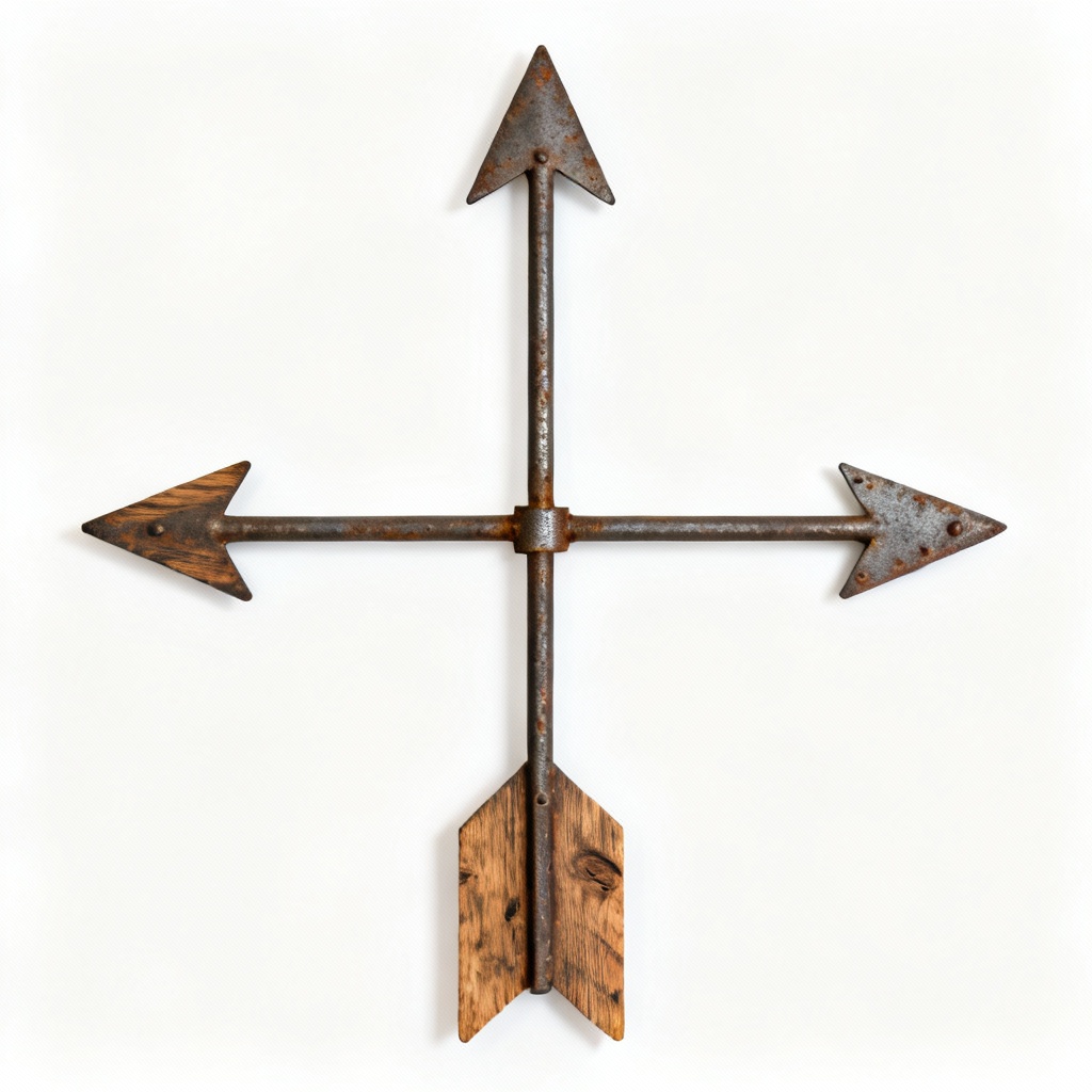 Primitive Wood & Metal Arrow Wall Decor - Rustic Home Accent