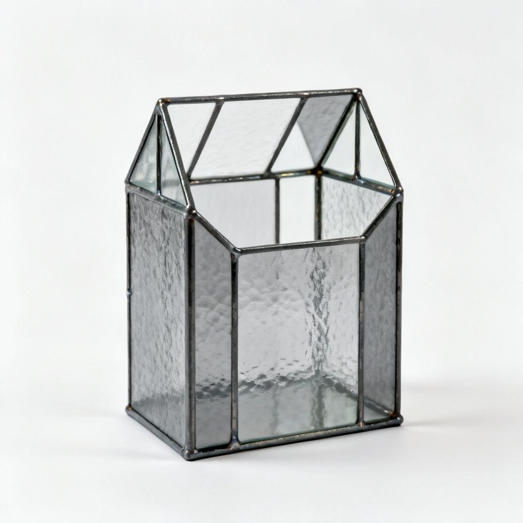 Stained Glass Display Stand - Geometric Grey Tones - 6x4x2 Inches