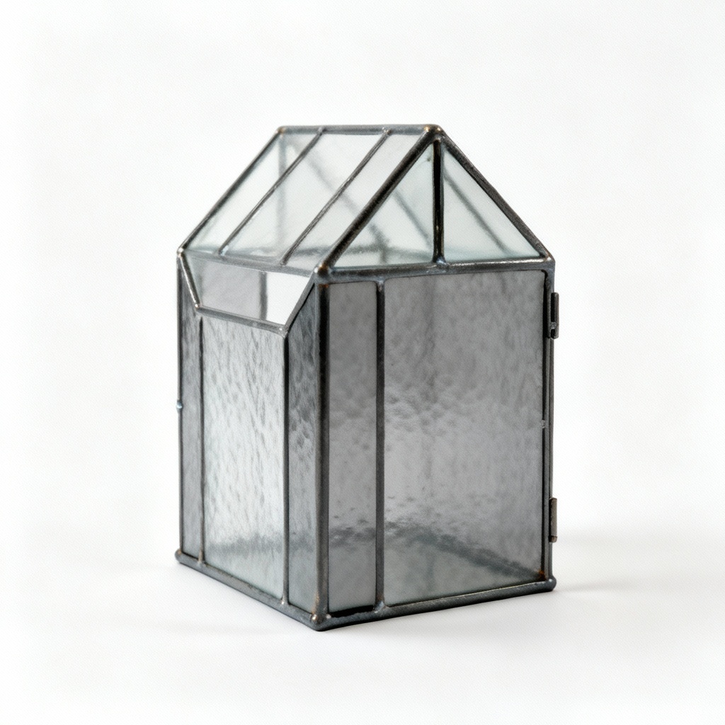 Stained Glass Display Stand - Geometric Grey Tones - 6x4x2 Inches