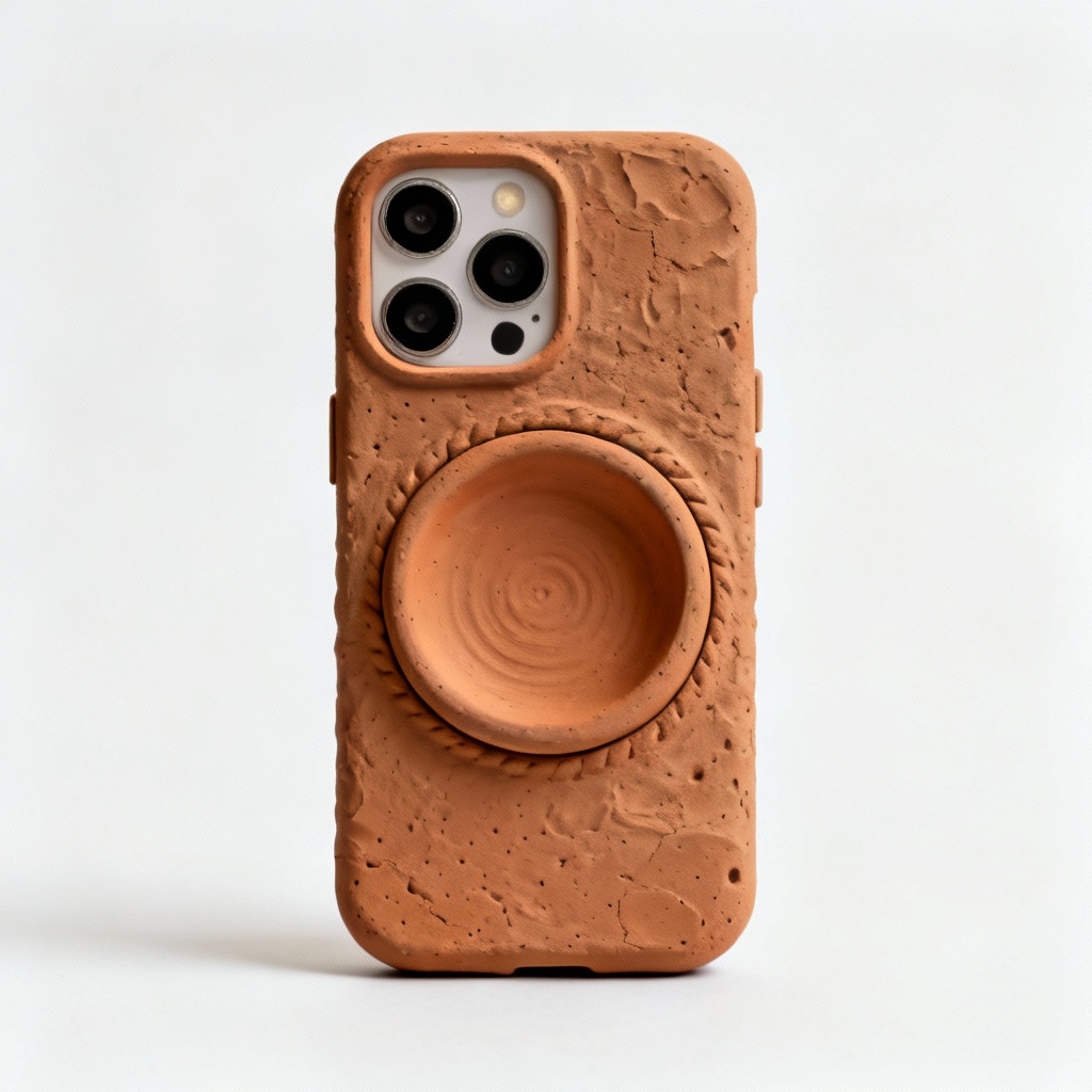 Textured Clay Phone Case with Earthenware Inlay - Fits iPhone 13