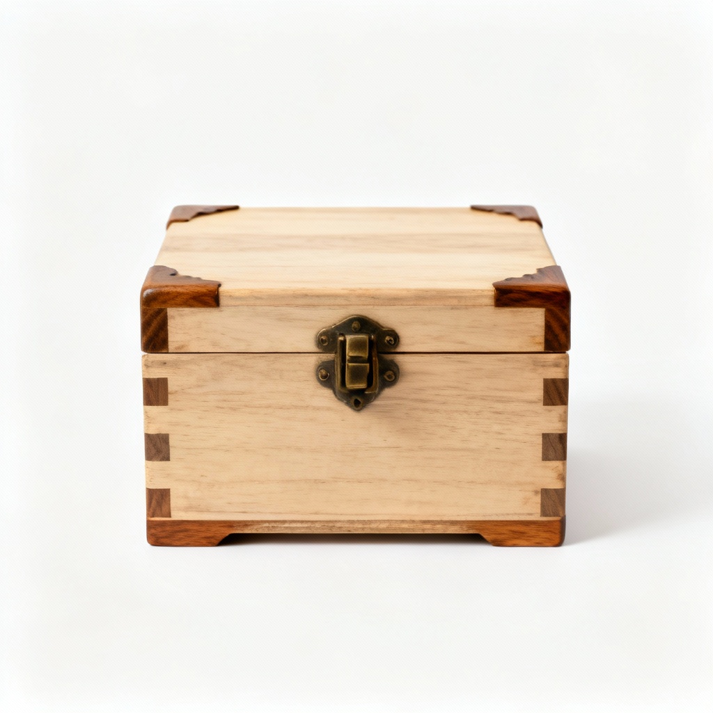 Vintage-Inspired Wood Decorative Box with Oak Accents - Keepsake Storage