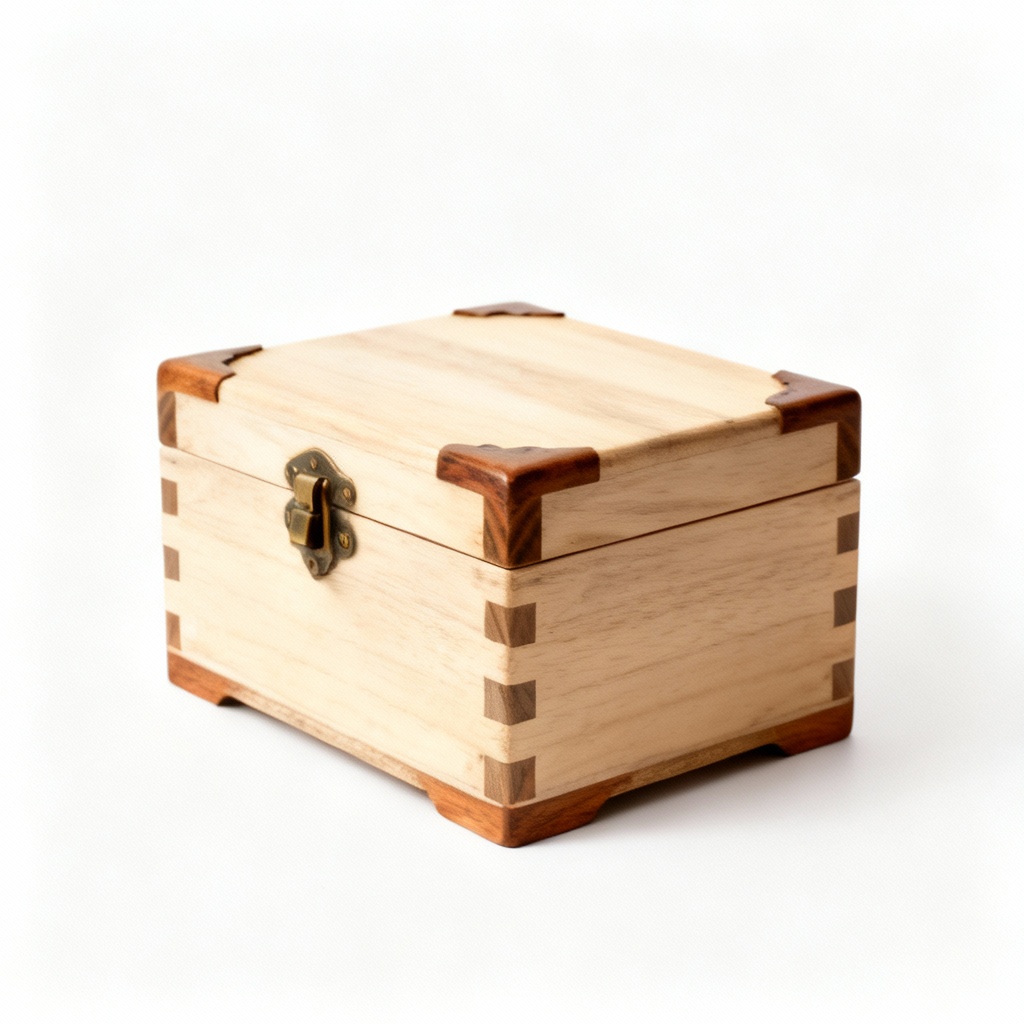 Vintage-Inspired Wood Decorative Box with Oak Accents - Keepsake Storage