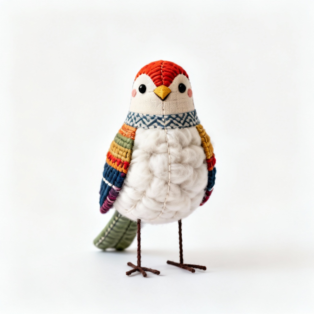 Whimsical Fabric Bird Decorative Sculpture - Handcrafted Cotton Filling - Vibrant Colors