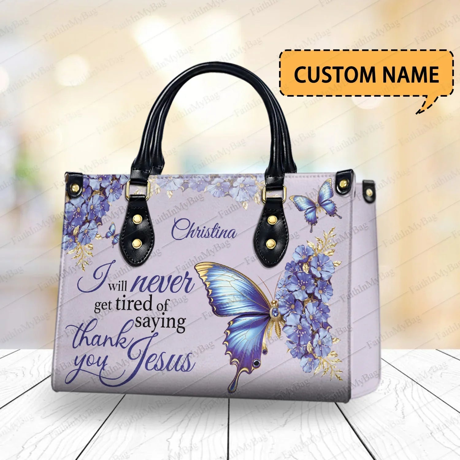 Handbags, Personalized Bags I will never get tired of saying thank you Jesus Leather, Gifts for Women|HB48